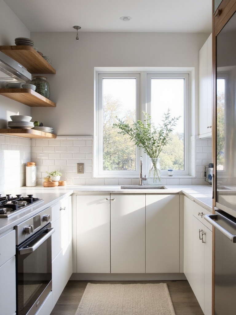 bright matte whites open shelving