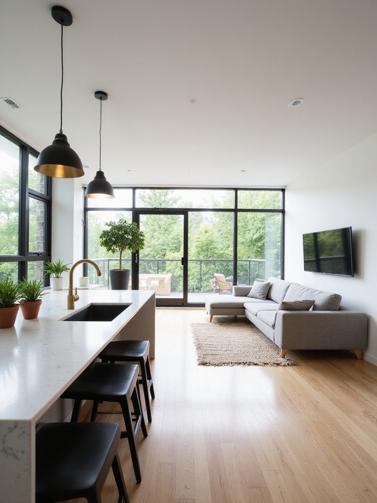 bright social multifunctional kitchen living