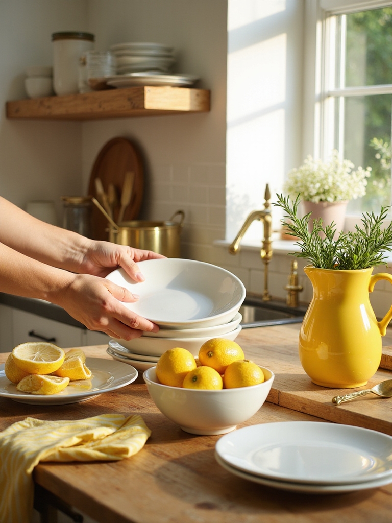 citrus themed casual kitchen styling