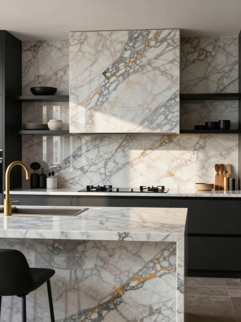 continuous dramatic marble veining