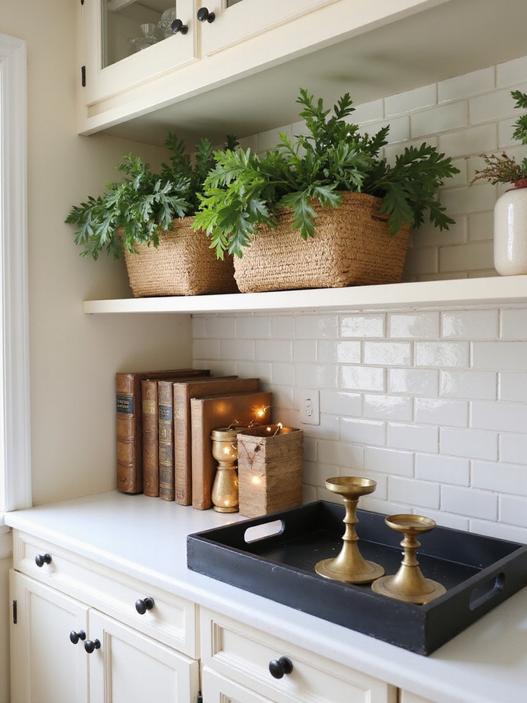 cozy farmhouse woven basket vignette