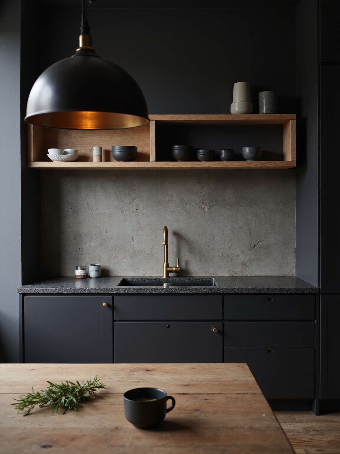 cozy intimate moody kitchen