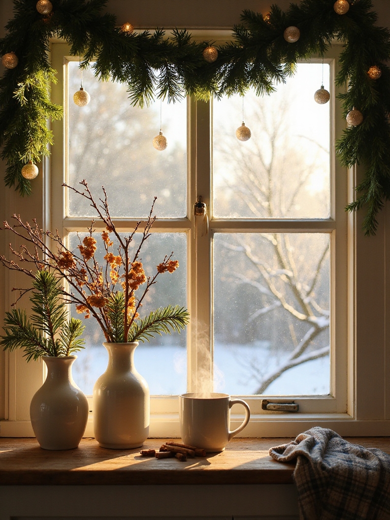 cozy kitchen window christmas decor