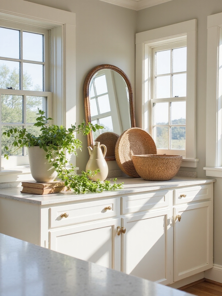 cozy layered above cabinet styling