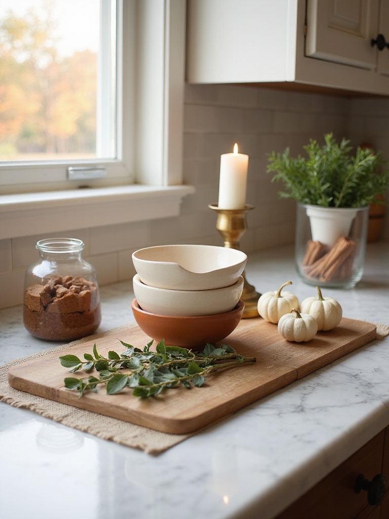 cozy natural textured fall countertop