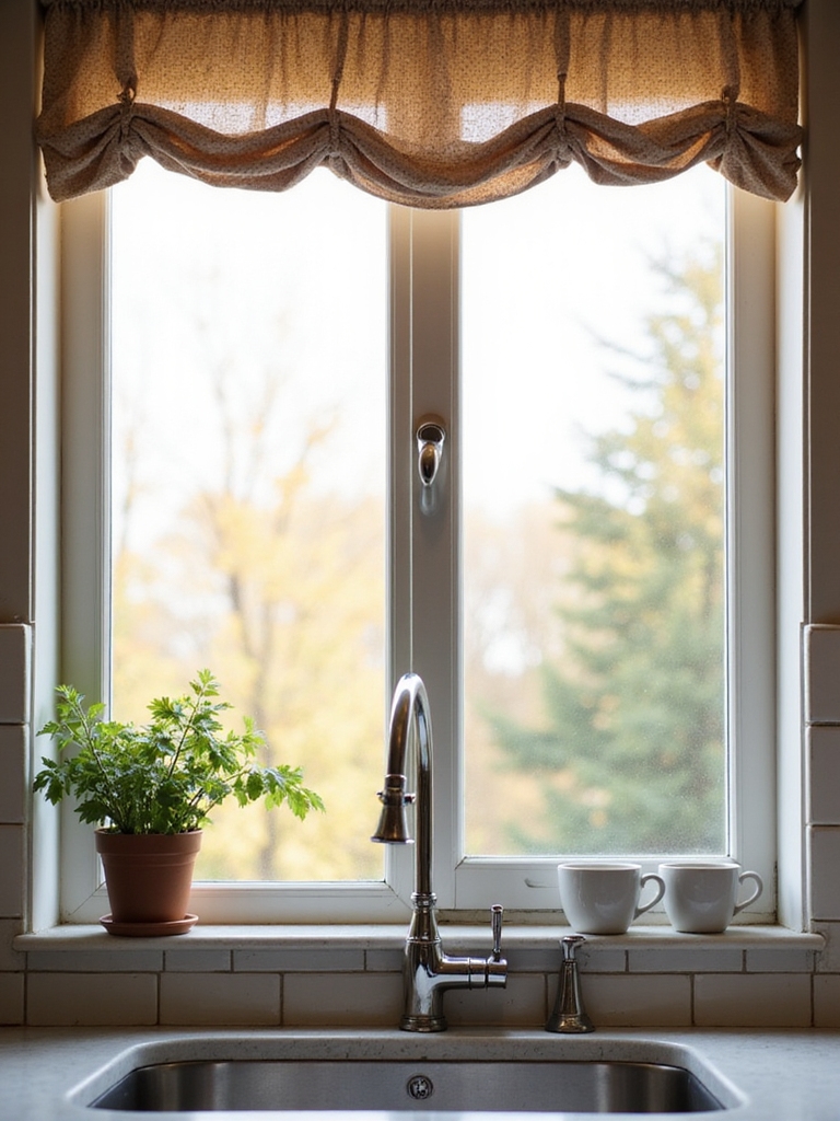 cozy partial window linen treatments