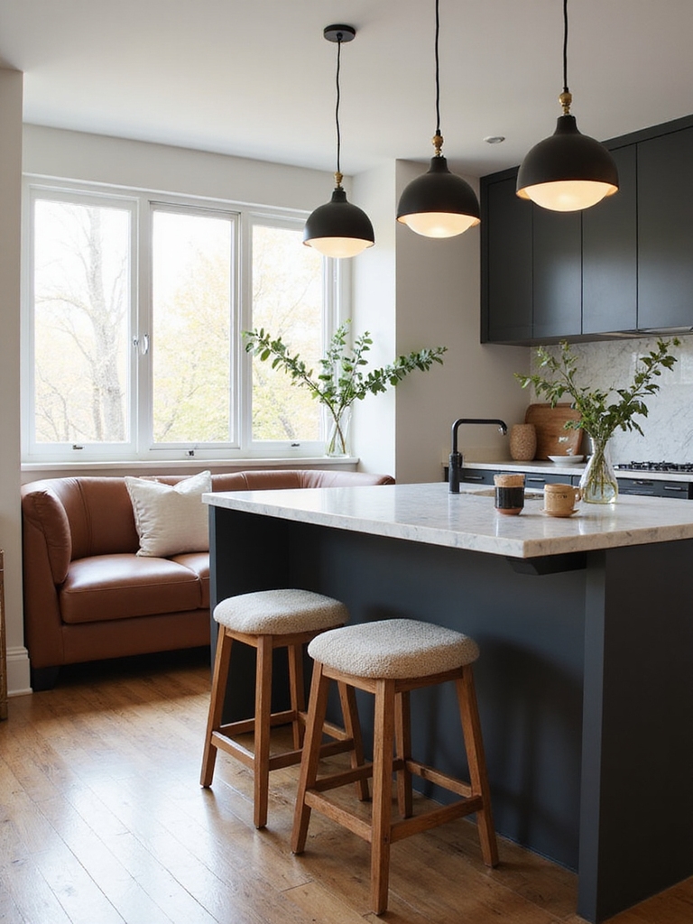 curved counter stools encourage conversation