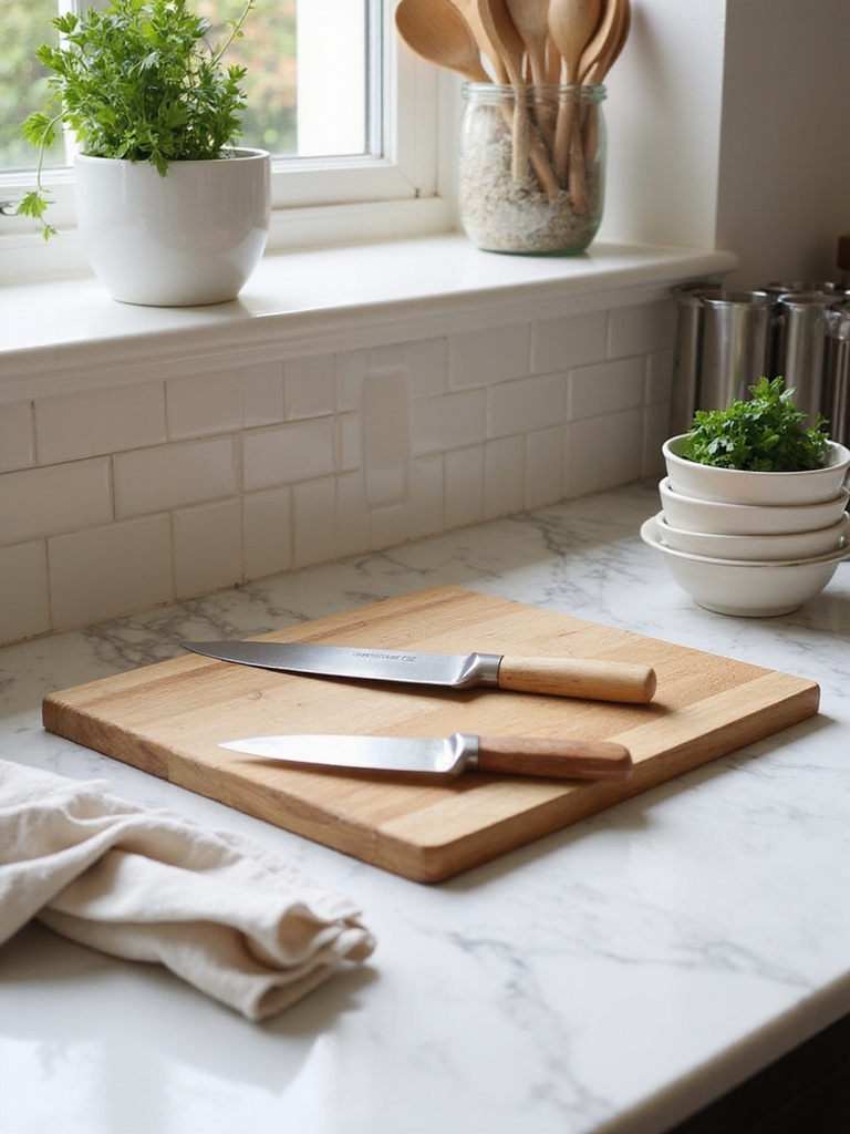 dedicated organized countertop prep station