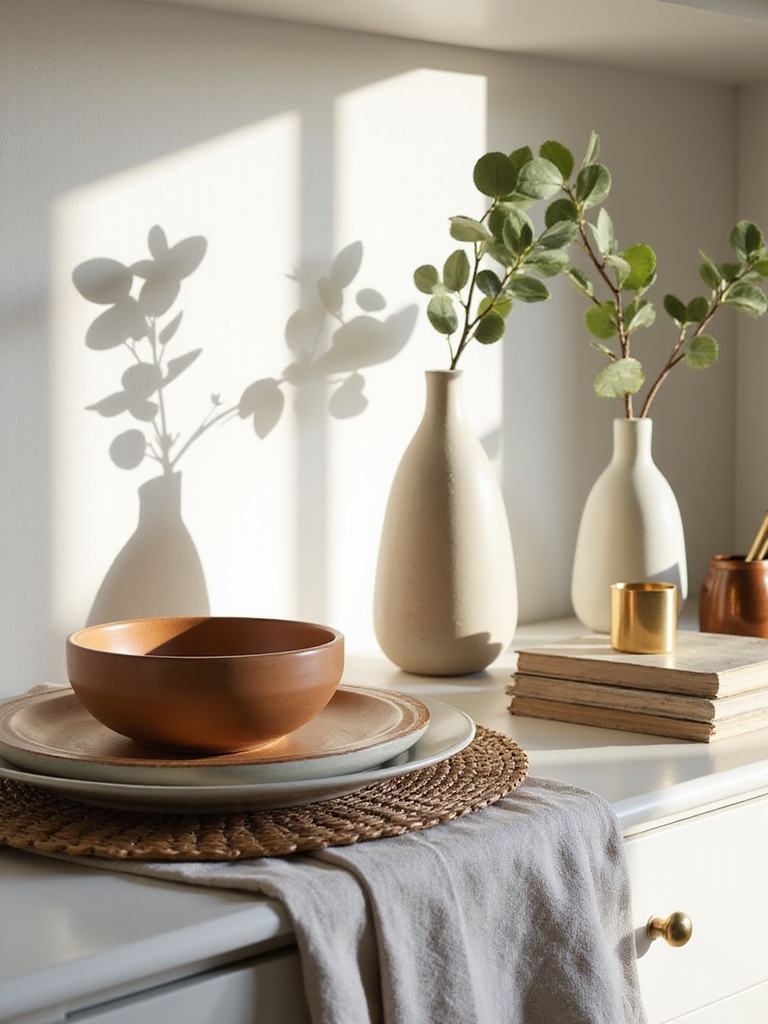 designer kitchen shelf styling