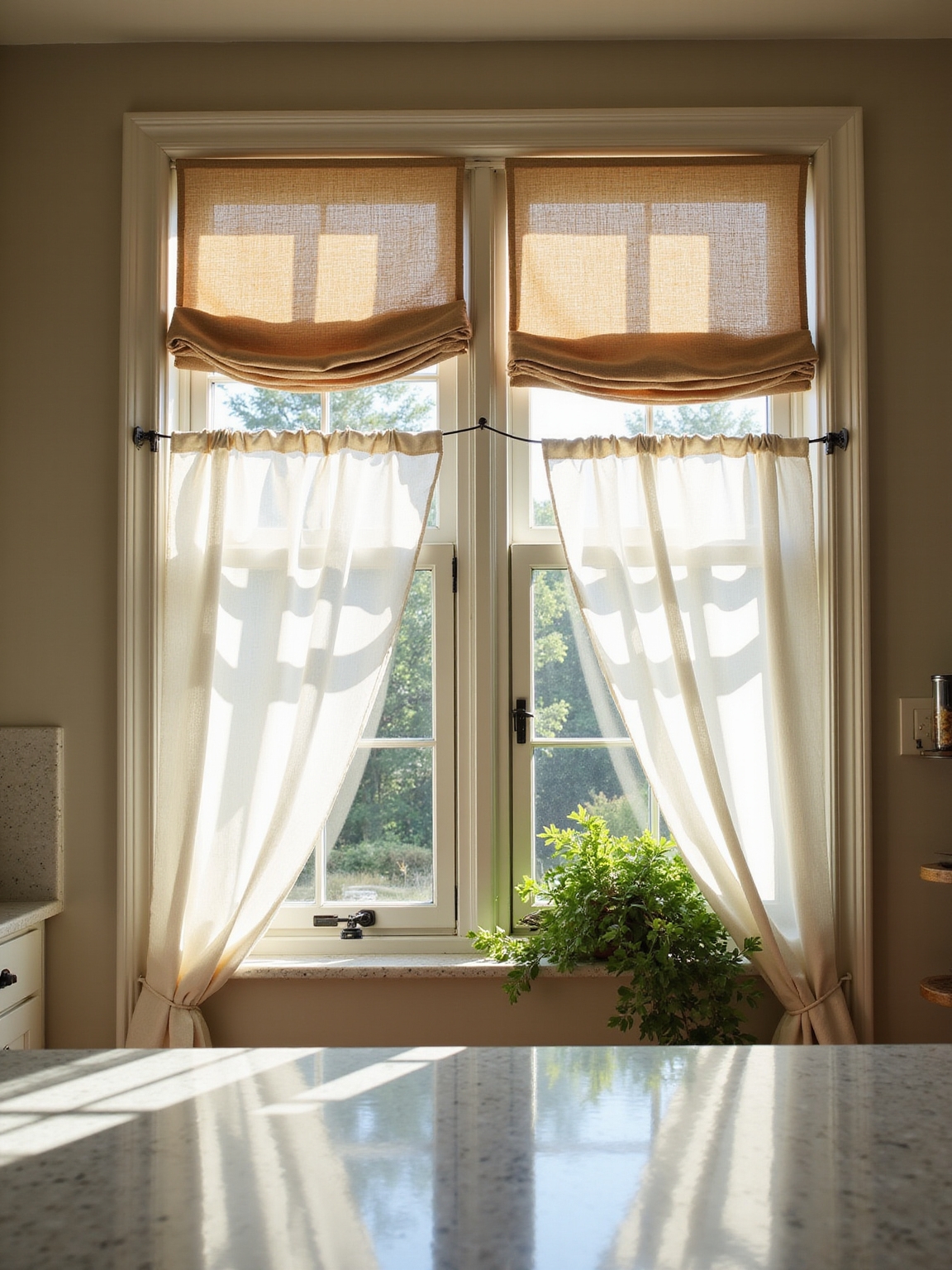 durable light controlling kitchen treatments