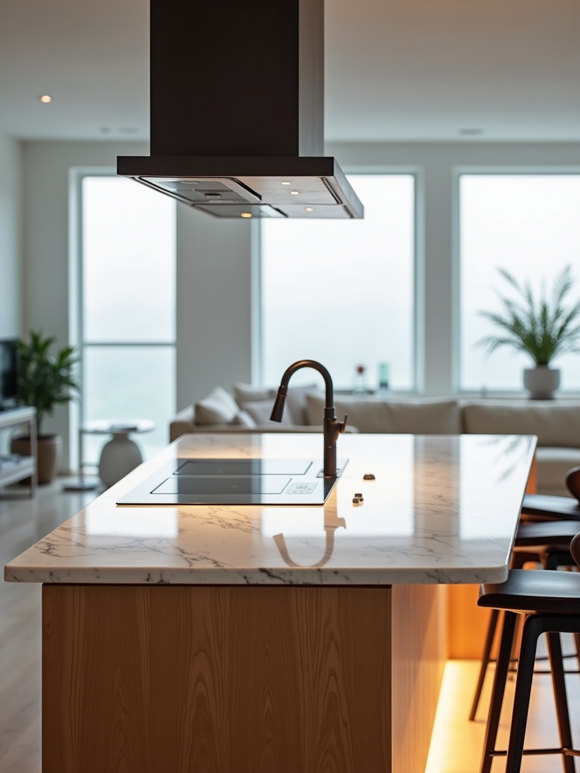 flush cooktop hidden downdraft