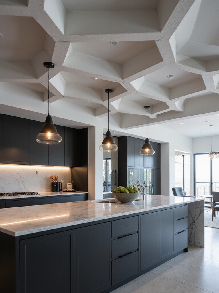 geometric sculptural pop ceilings