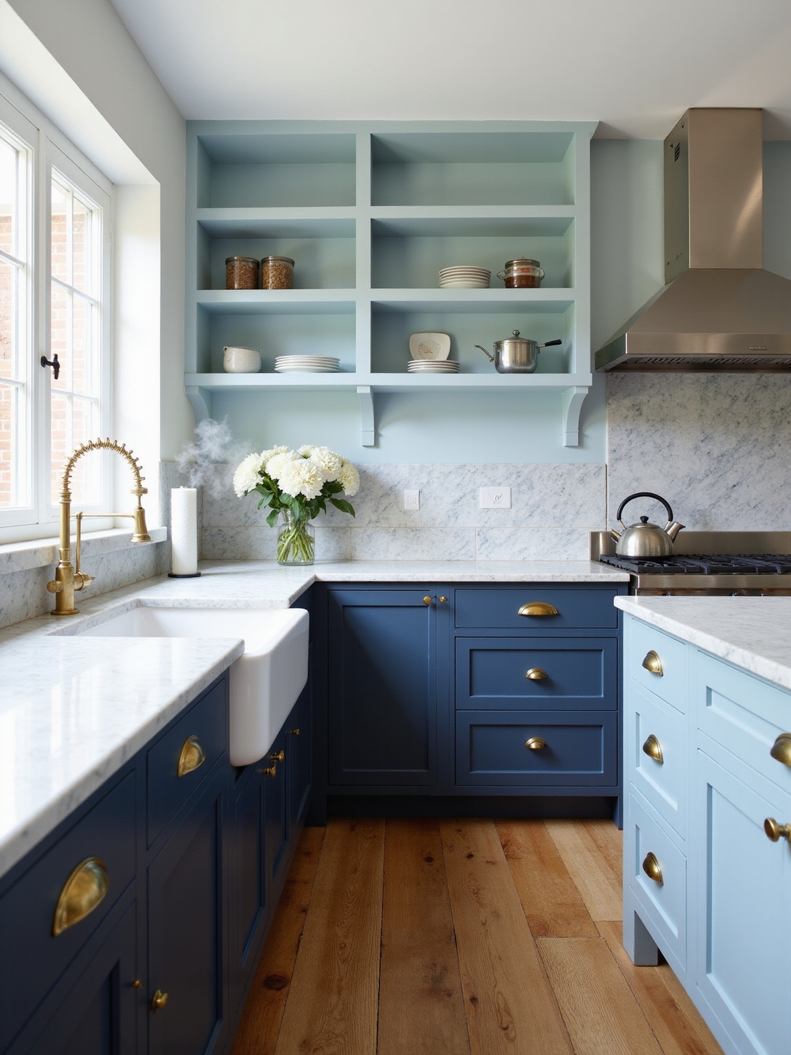grounded moody elegant navy kitchens