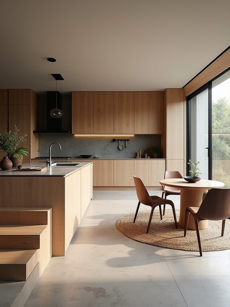 hardwood to slate lowered dining