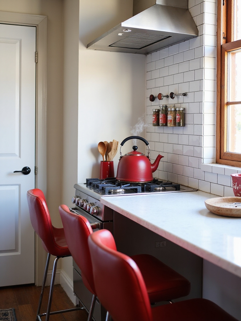 intentional red accents verticality