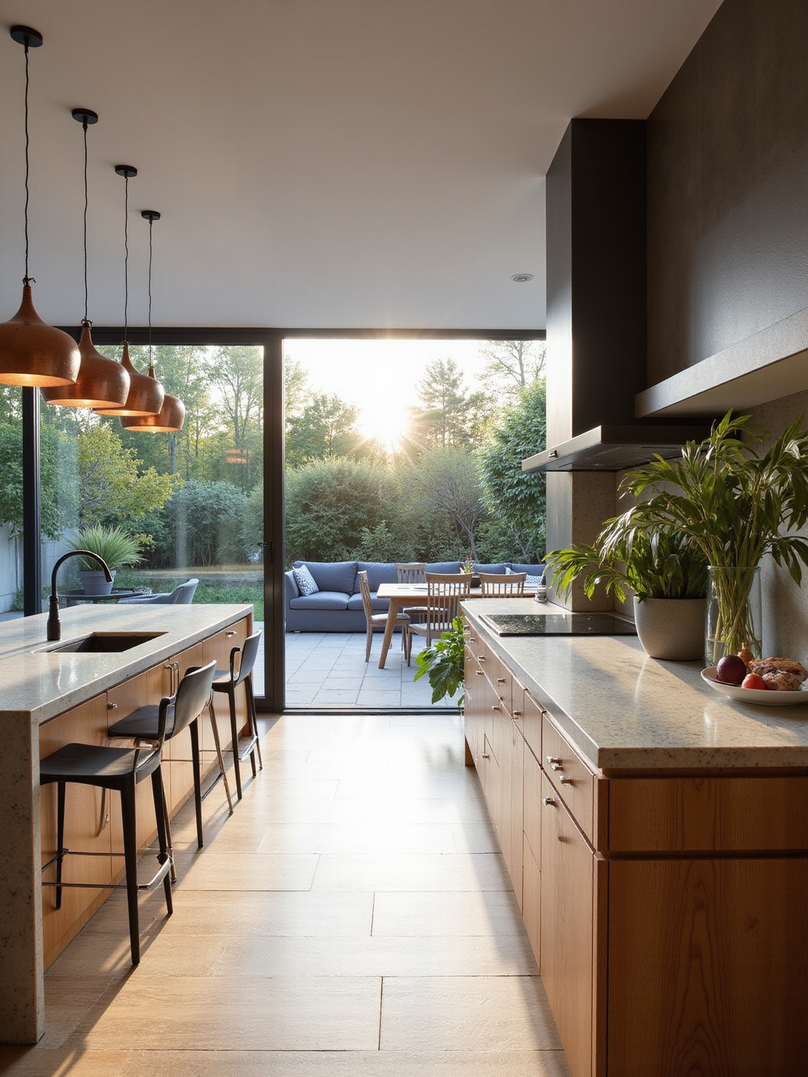 kitchen island centered social cooking