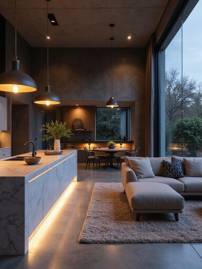 layered lighting defines zones