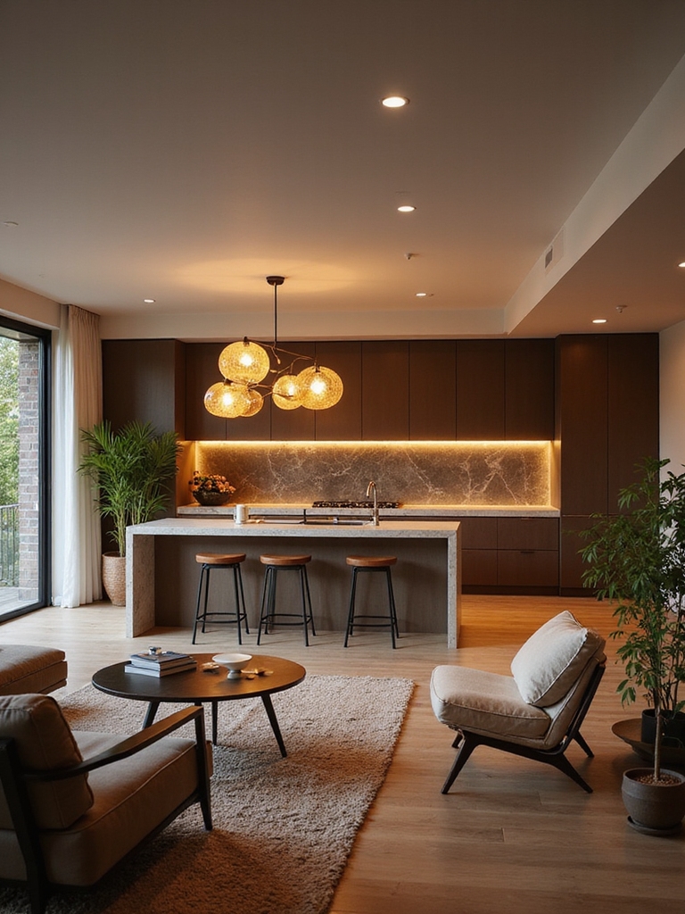 layered lighting defines zones