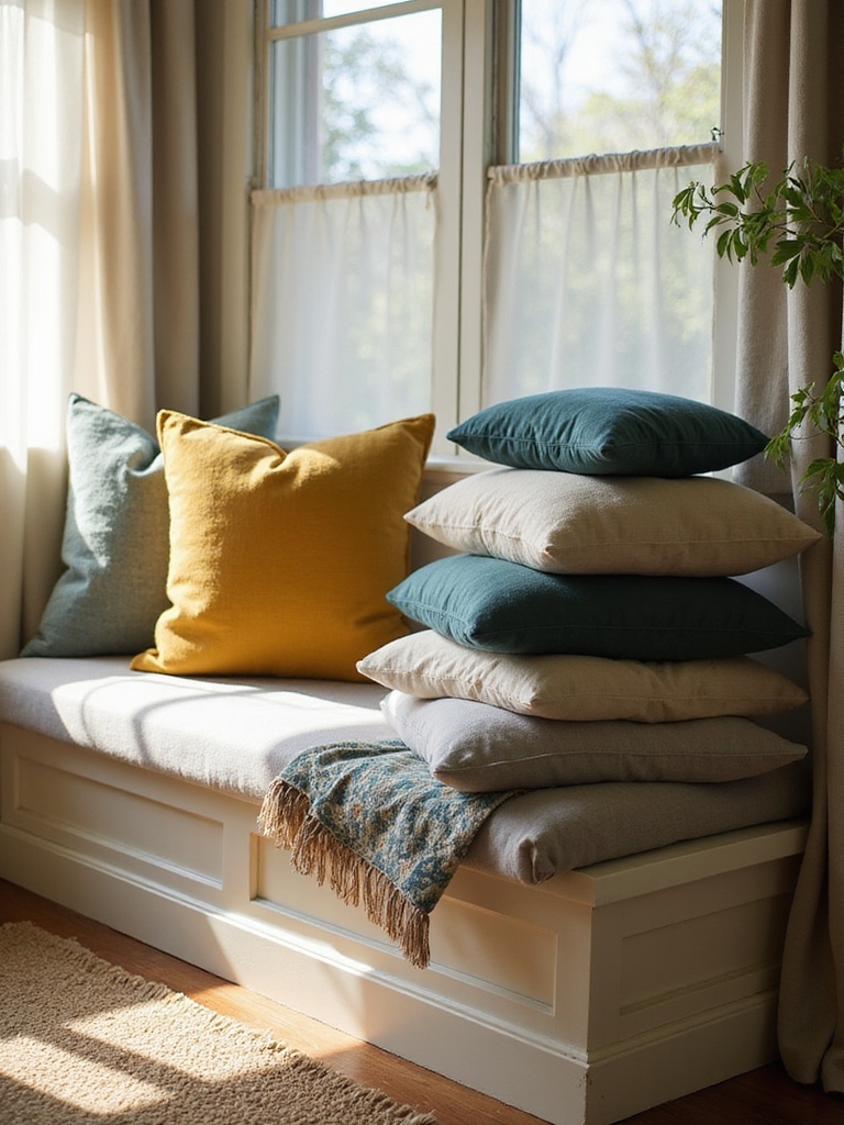 layered rustic kitchen textiles