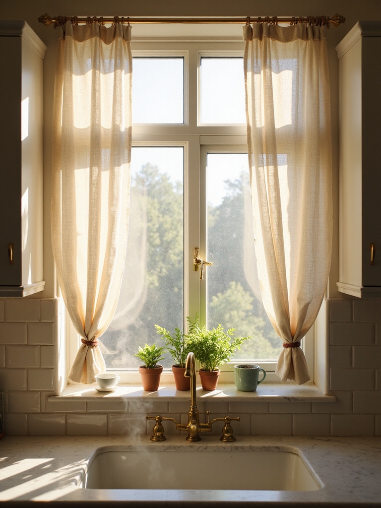 light filtering linen cafe curtains