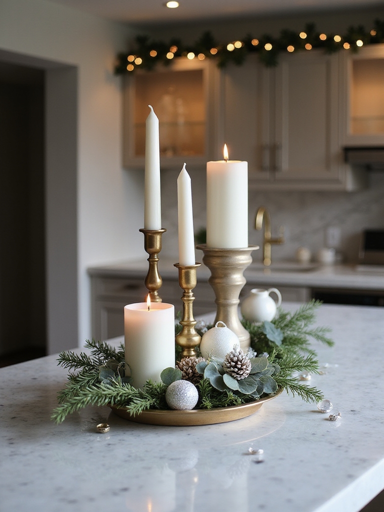 low sculptural candle centerpiece