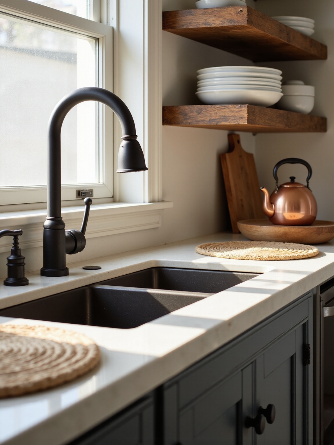 matte black and bronzefixtures