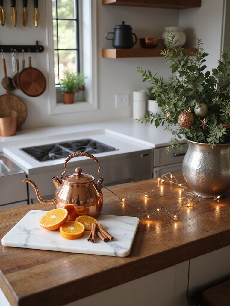 metallic accents echo cookware