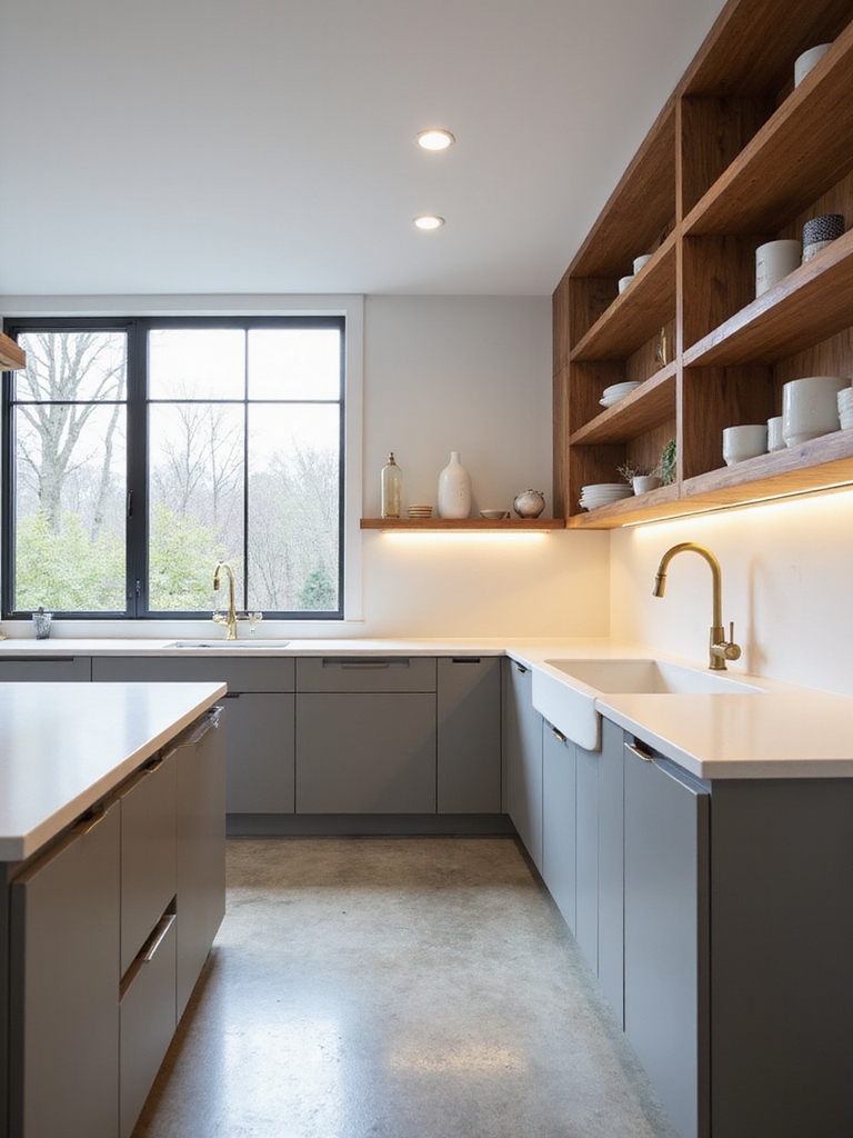 minimalist handleless slab cabinets