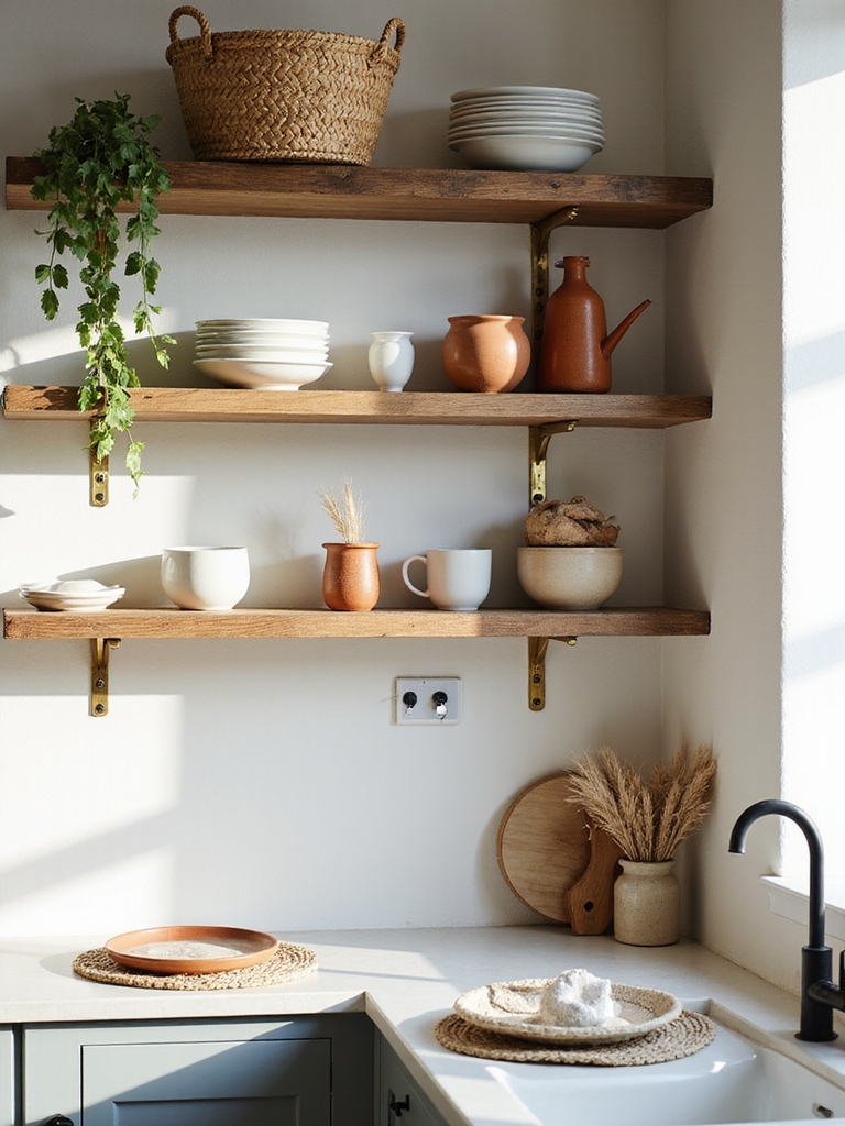 natural wood woven accents metals