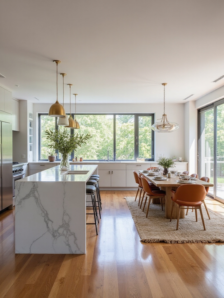 open plan kitchen and dining