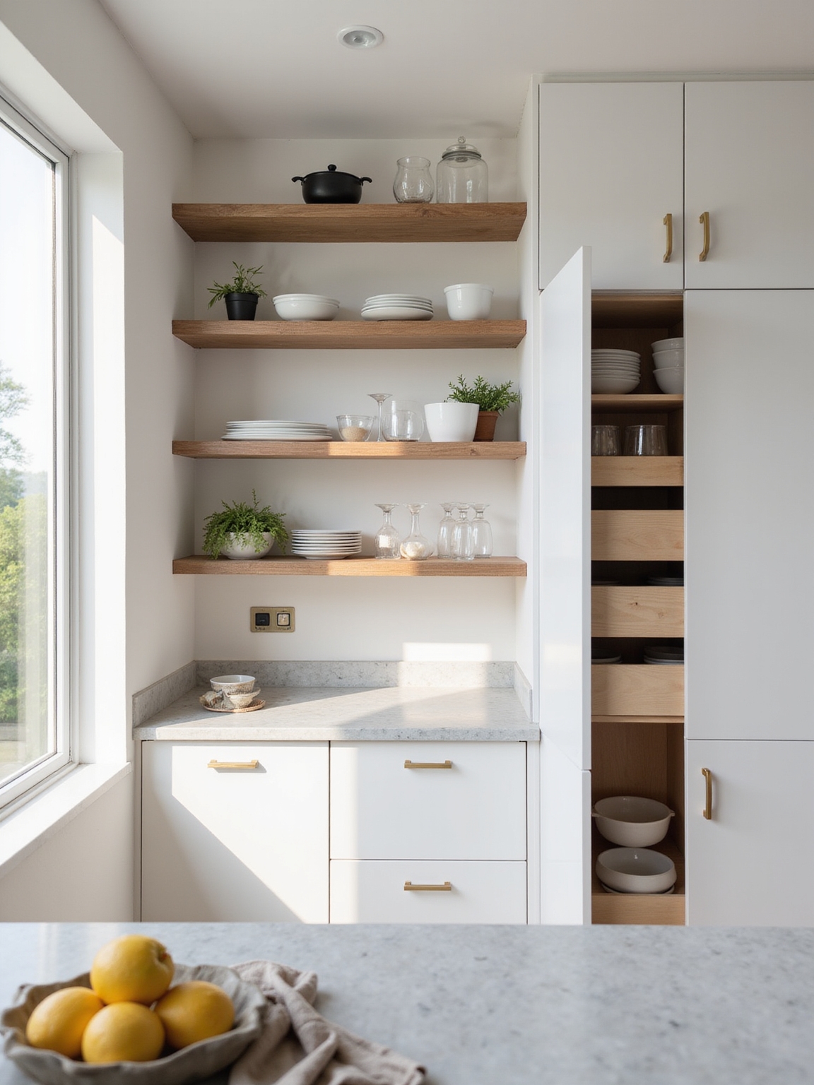 open shelves vs closed cabinets