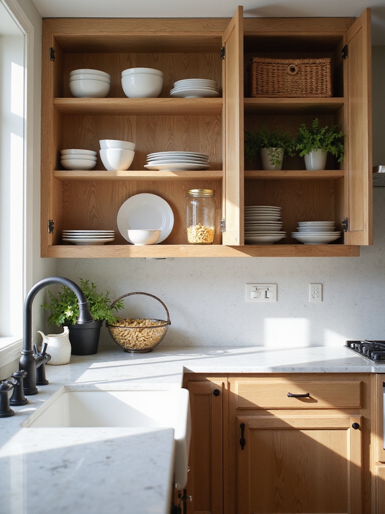 open shelving invites warm living
