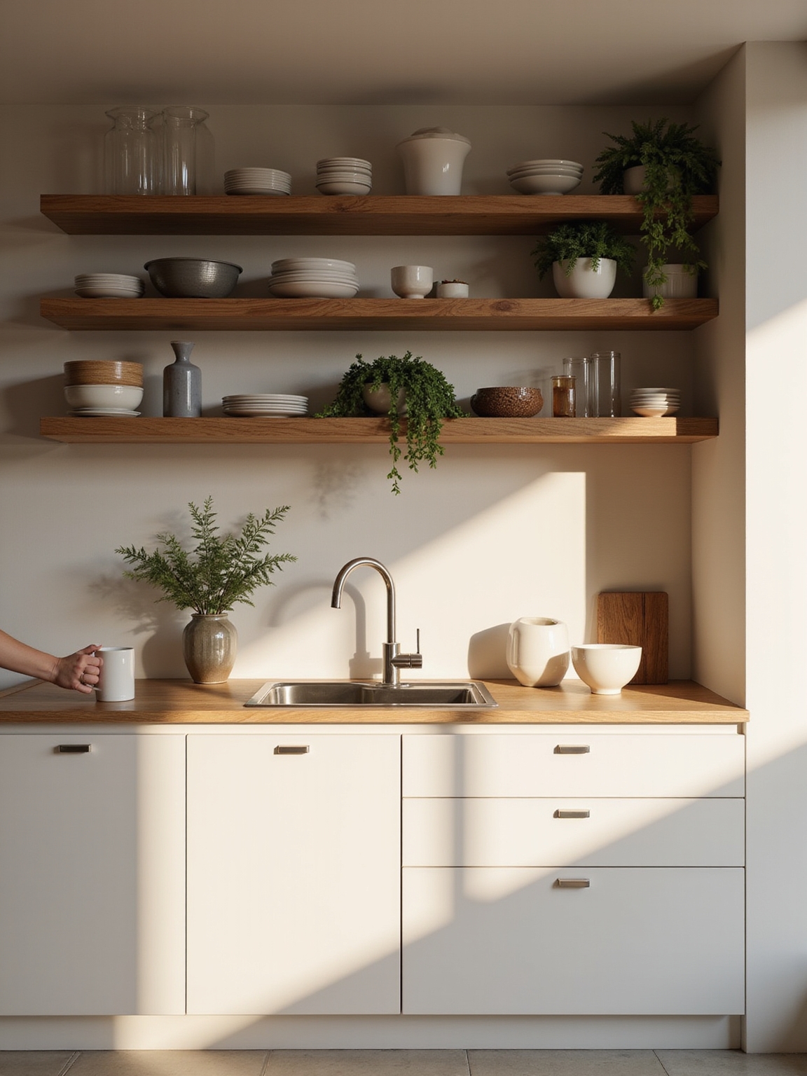 open shelving versus cabinets