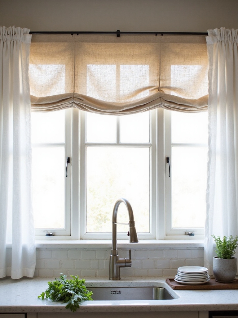 practical farmhouse kitchen window treatments