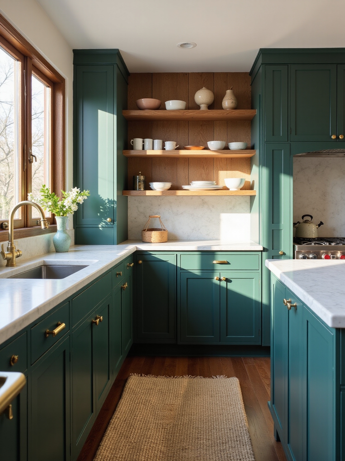 rich forest green cabinets