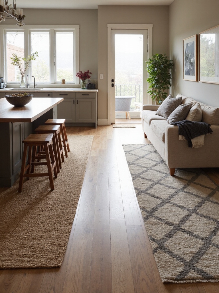 rugs define open plan zones