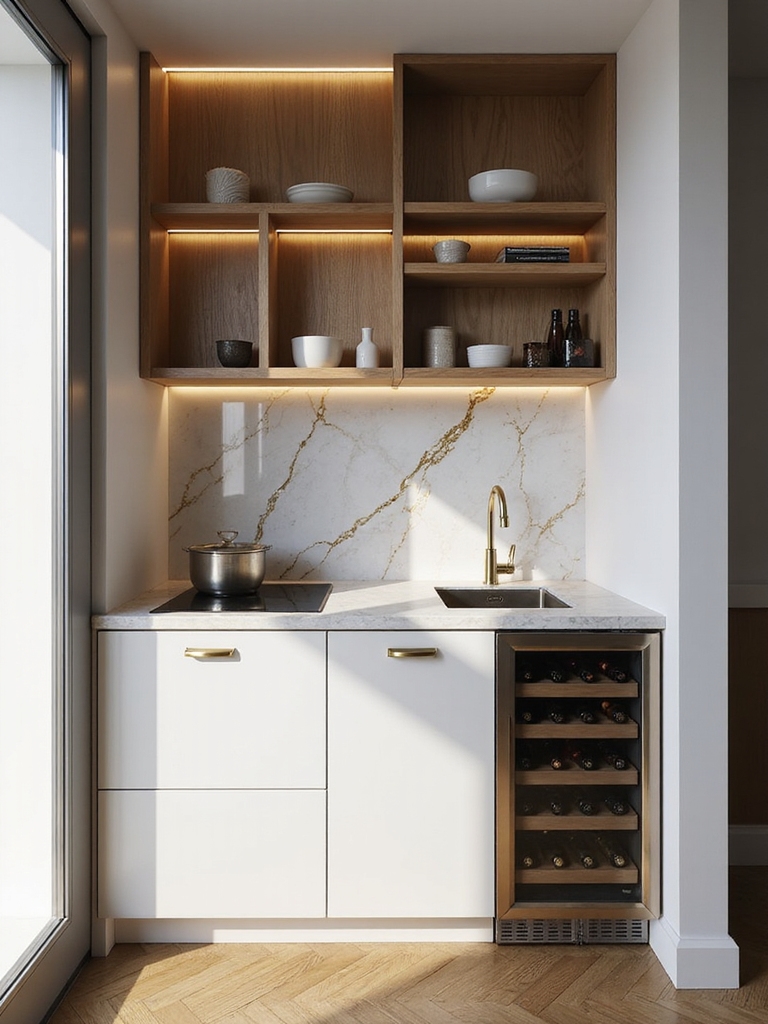 rustic luxe compact kitchen flow