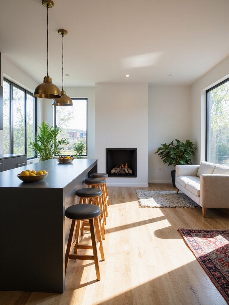 semi open kitchen living flow