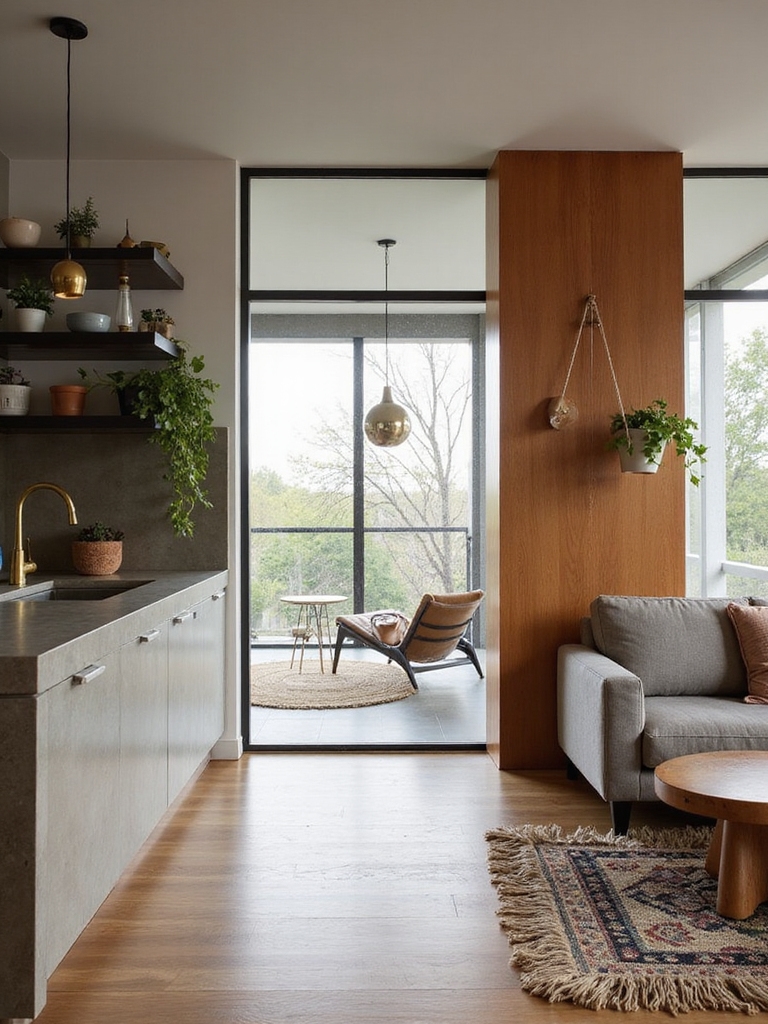 semi open living kitchen layout