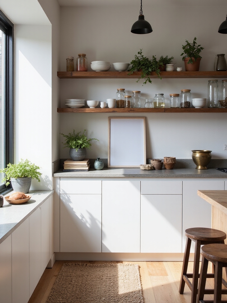 sleek floating shelves for kitchens