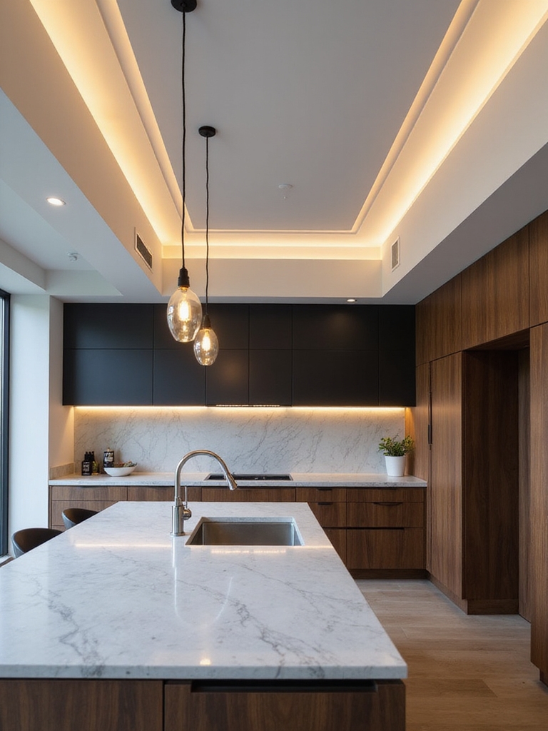 sleek recessed tray ceiling