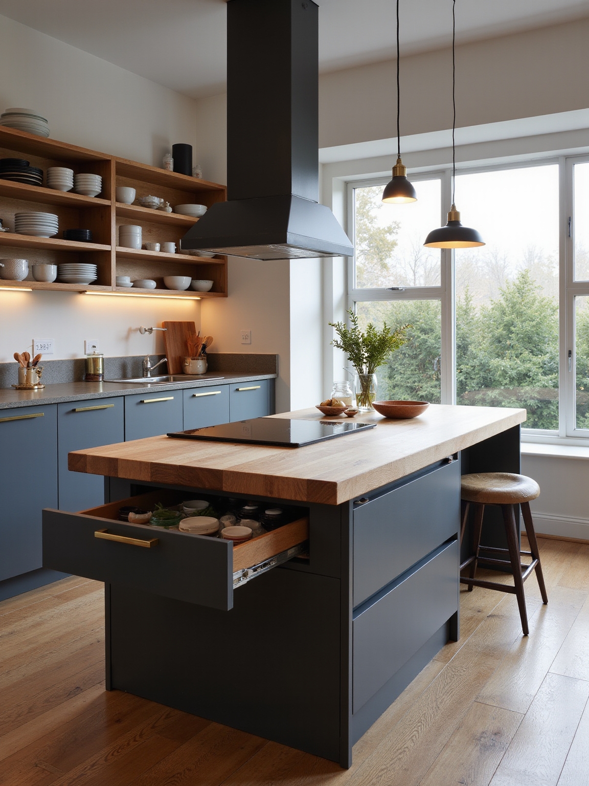 slim movable butcher block island