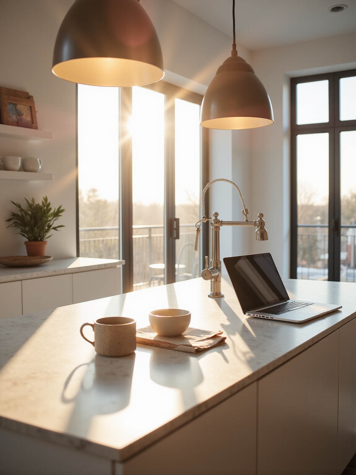soft layered kitchen lighting