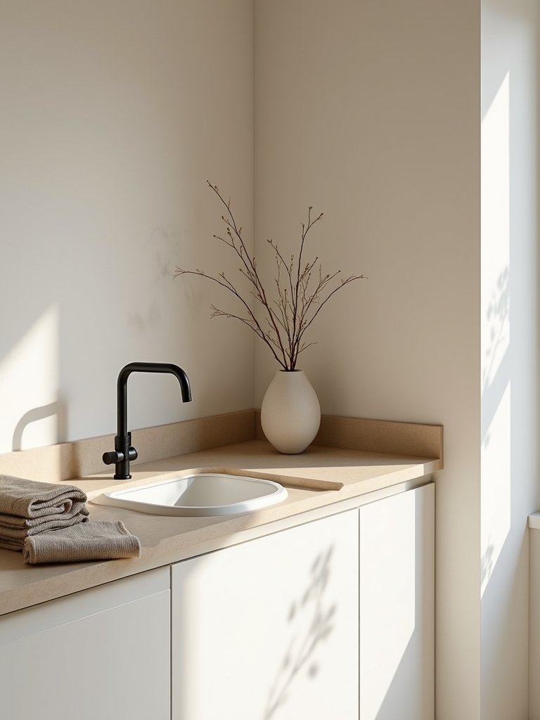 soft warm neutrals with contrast