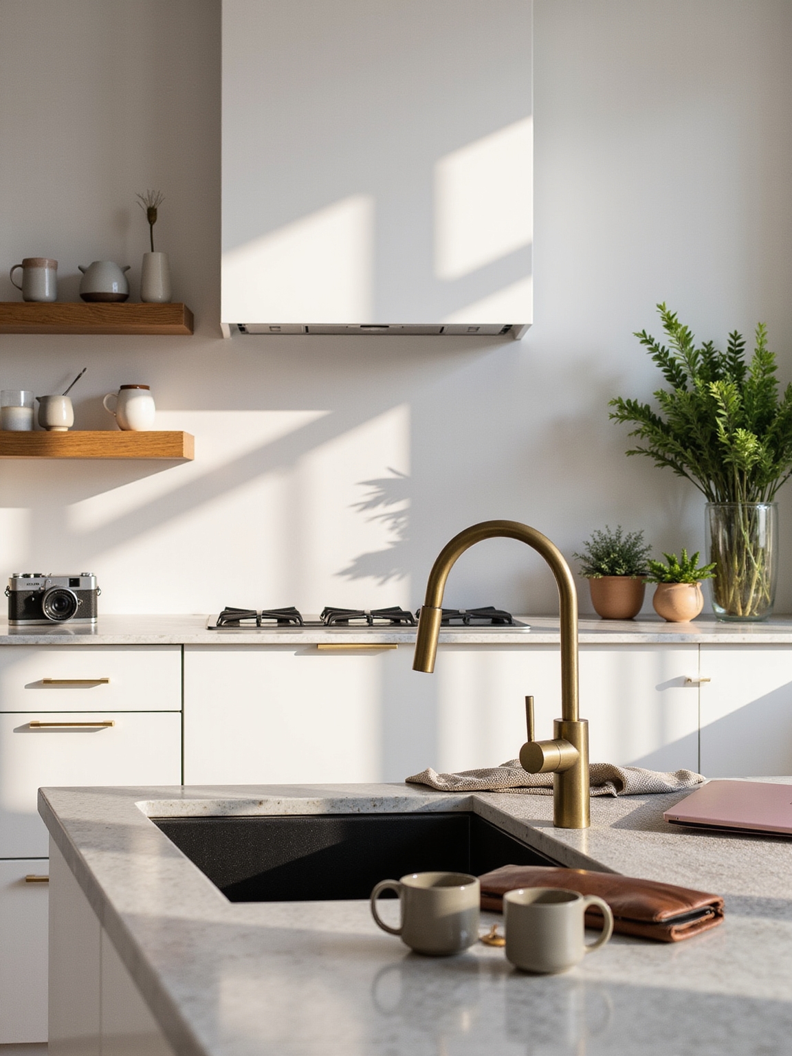 stylish minimalist content creator kitchen