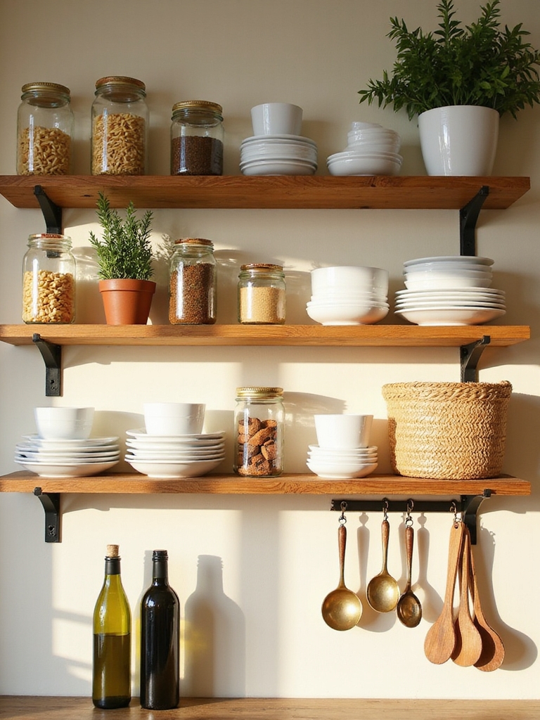 stylish organized kitchen shelf decor