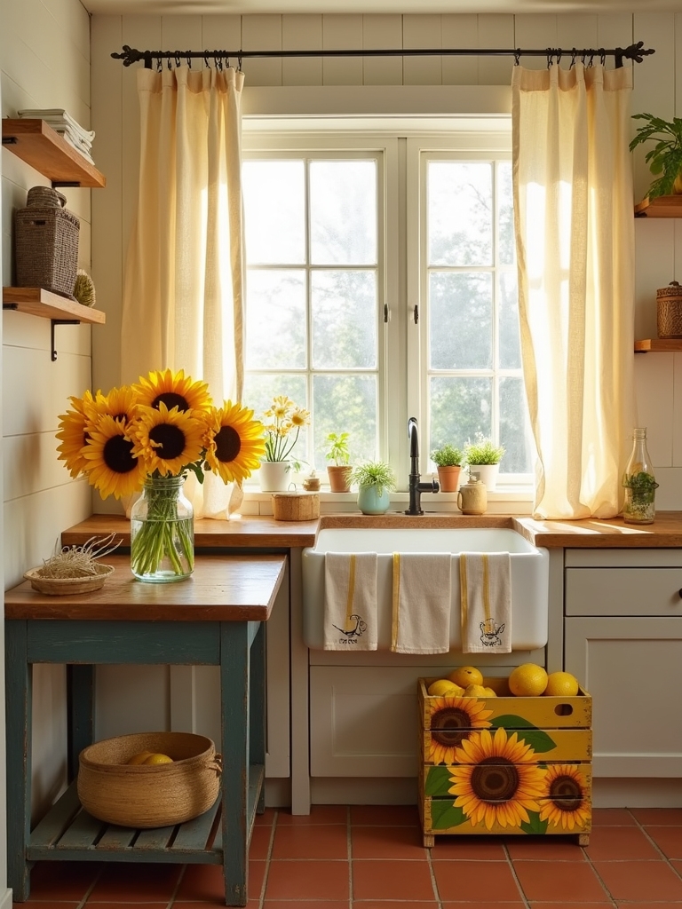 sunflower inspired budget kitchen accents