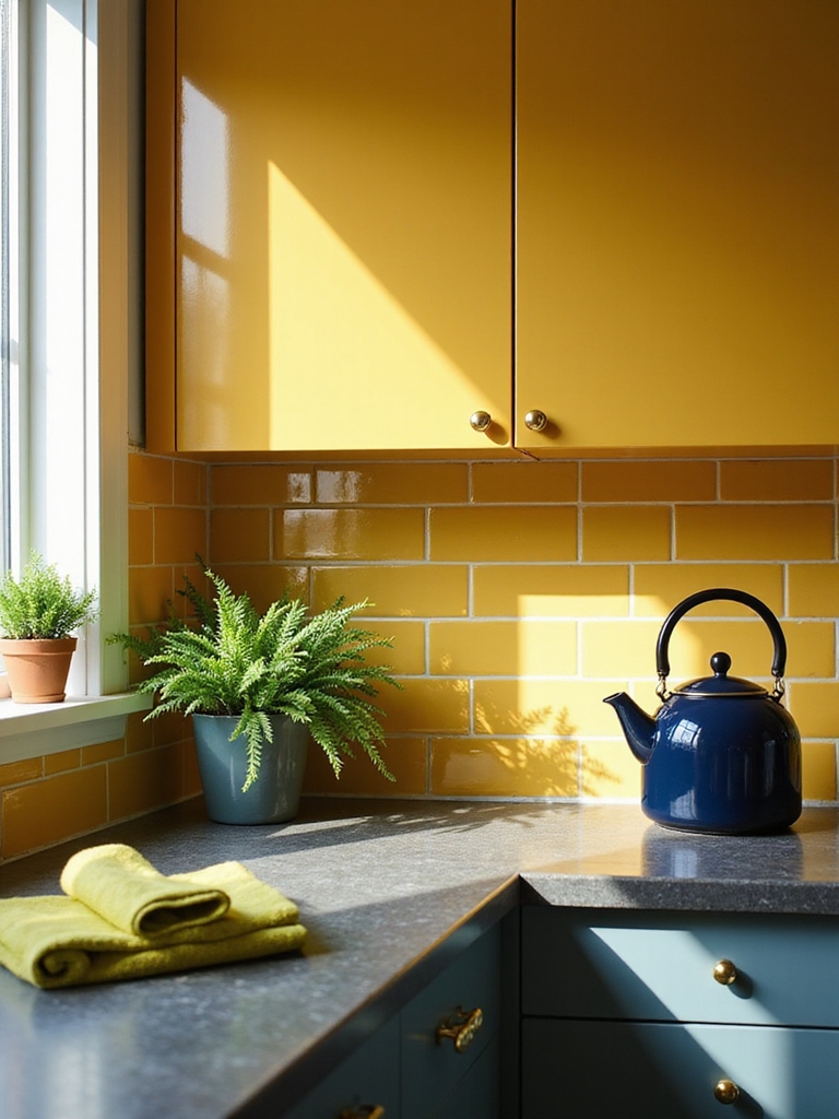 sunny yellow with navy