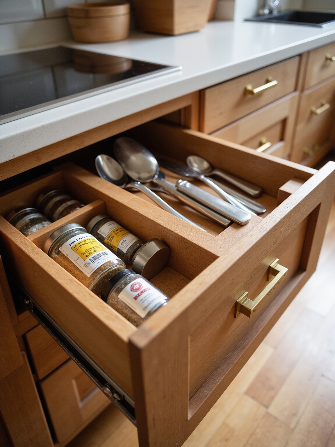 thoughtful labeled drawer organization