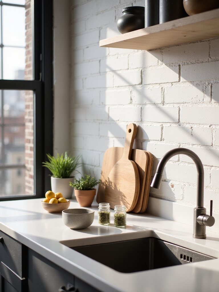 three item textured countertop vignette